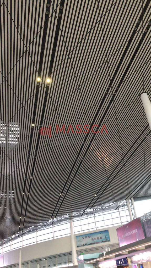 linear strip ceiling application in high speed rail way station